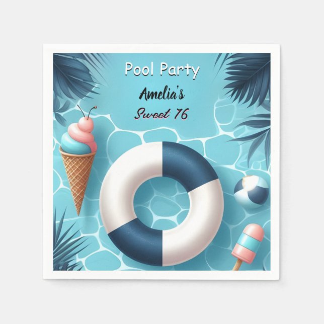 As Boy Fun Teen Adult Pool Party Sweet 16 Birthday Napkin (Front)