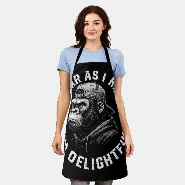 As Far As I Know I'm Delightful Funny Monkey Apron (Worn)