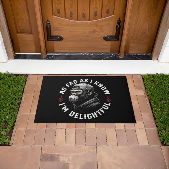 As Far As I Know I'm Delightful Funny Monkey Doormat (Outdoor)