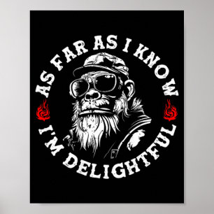 As Far As Know Delightful Funny Monkey Biker On Poster