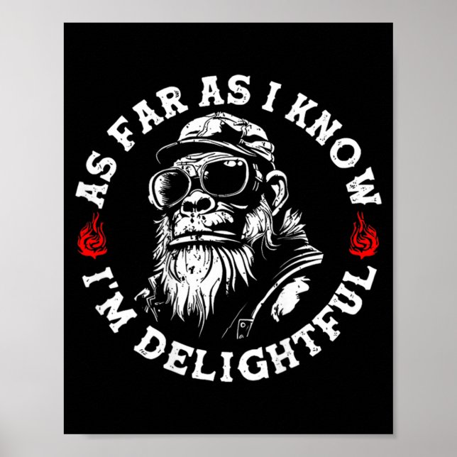 As Far As Know Delightful Funny Monkey Biker On Poster (Front)