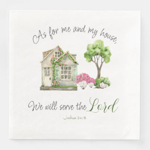 As For Me and My House Bible Verse Watercolor Napkin
