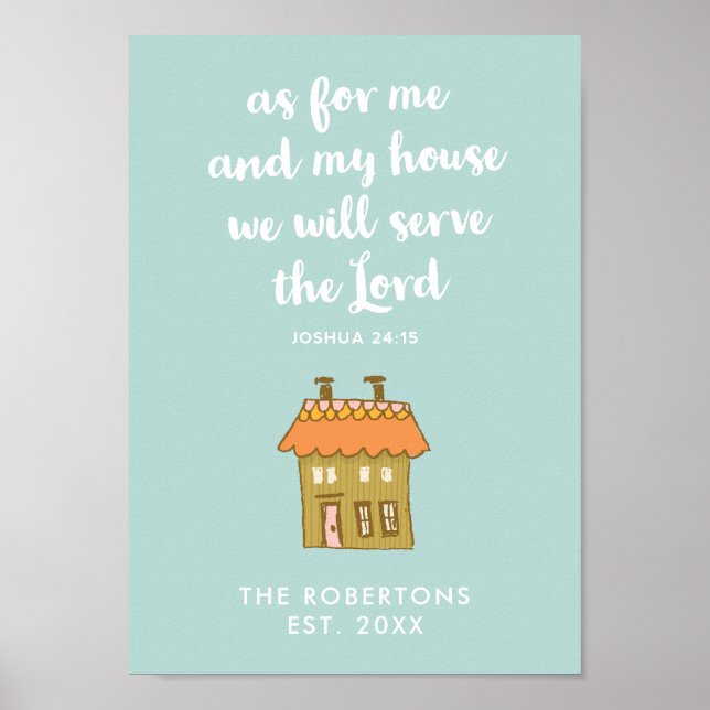 As For Me And My House Christian Personalised Poster (Front)
