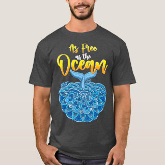 As Free As The Ocean Mandala Whale Art Design T-Shirt