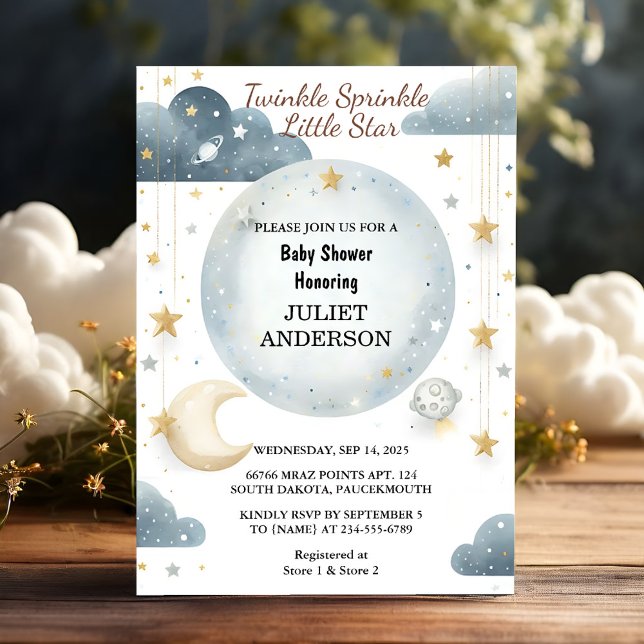 As Glitter Twinkle Twinkle Little Star Baby Shower Invitation (Creator Uploaded)