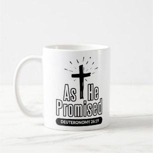 As He Promised Deuteronomy Minimalist Bible Verse Coffee Mug