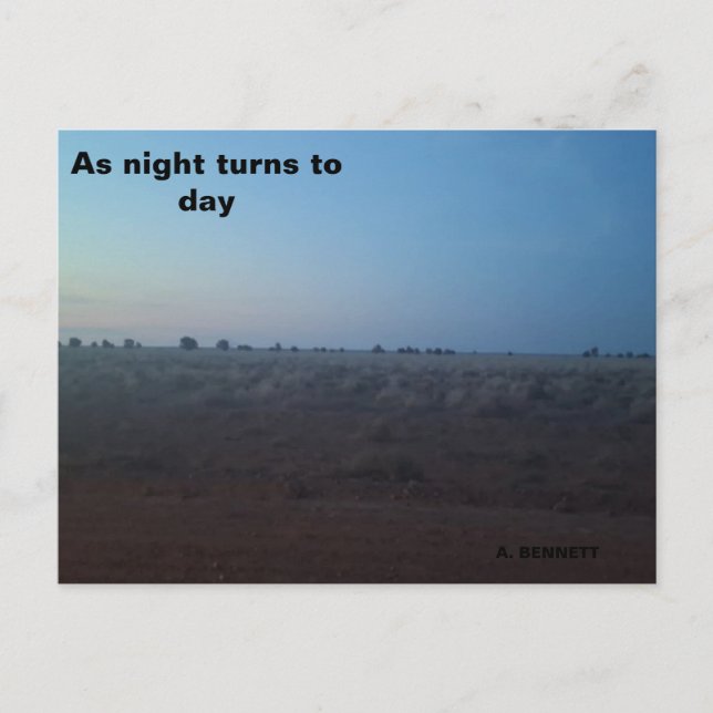 As night turns to day postcard (Front)