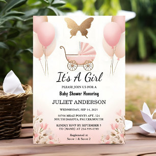 As Rose Boho Gold Mum Chic Spring Baby Girl Shower Invitation
