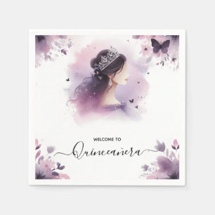 As Royal Gold Tiara Lilac Light Purple Quinceanera Napkin
