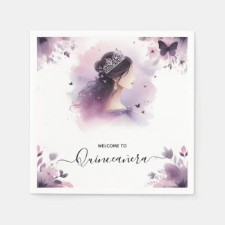 As Royal Gold Tiara Lilac Light Purple Quinceanera Napkin