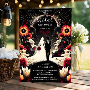 As Ruby Claret White Heart Red Black Bridal Shower Invitation