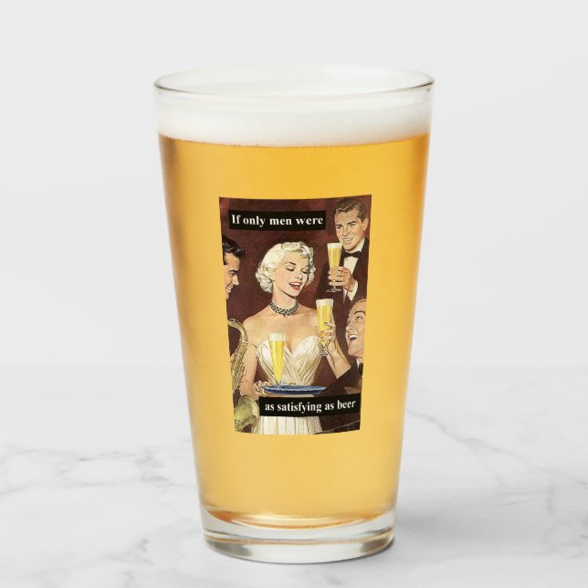 As Satisfying as Beer - Retro Cocktail Waitress Glass (Front Filled)