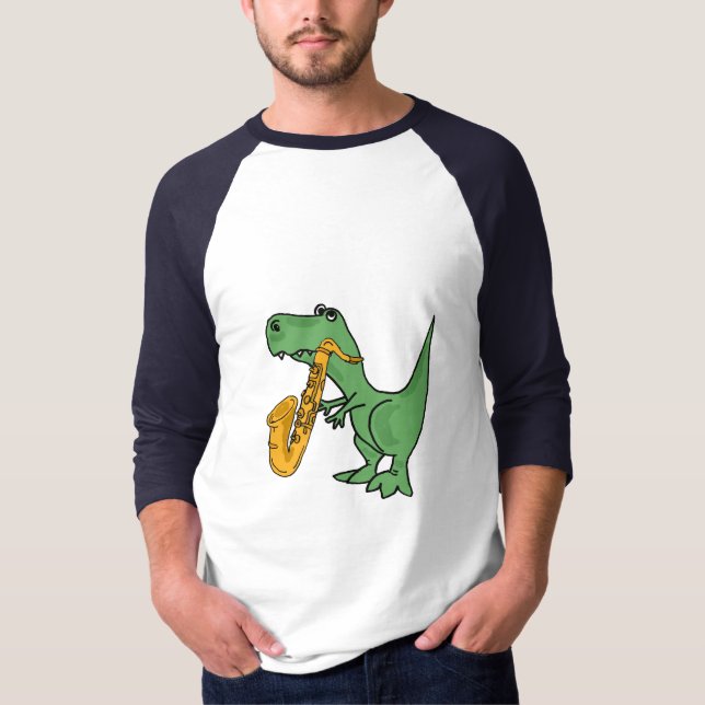 AS- Saxophone Playing T-Rex Dinosaur Shirt (Front)