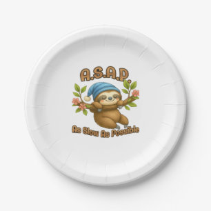 As Slow As Possible - Cute Sloth ASAP Classic T-Sh Paper Plate