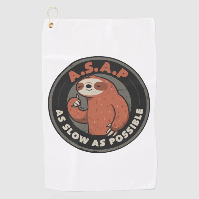 As Slow As Possible - Lazy Cute Funny Sloth Gift  Golf Towel (Front)