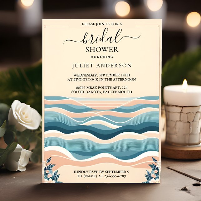 As Summer Ocean Sea Beach Blue Water Bridal Shower Invitation (Creator Uploaded)