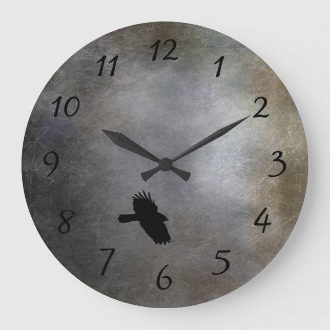 As The Crow Flies Through Time Large Clock (Front)