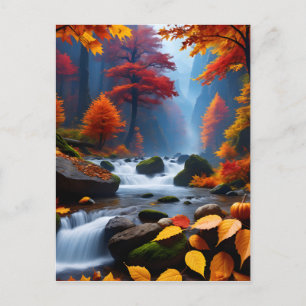 As the leaves begin to change colour and fall gent postcard