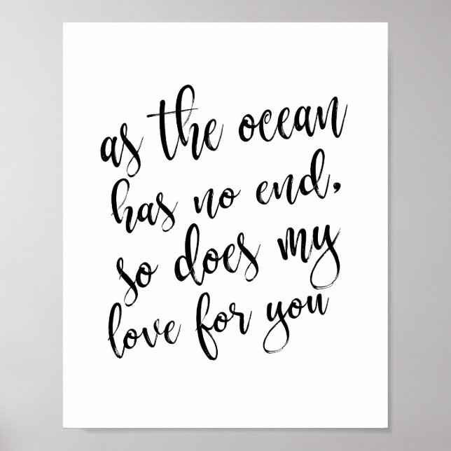As The Ocean Has No End Beach Wedding 8x10 Sign (Front)