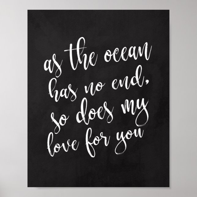 As The Ocean Has No End Beach Wedding 8x10 Sign (Front)