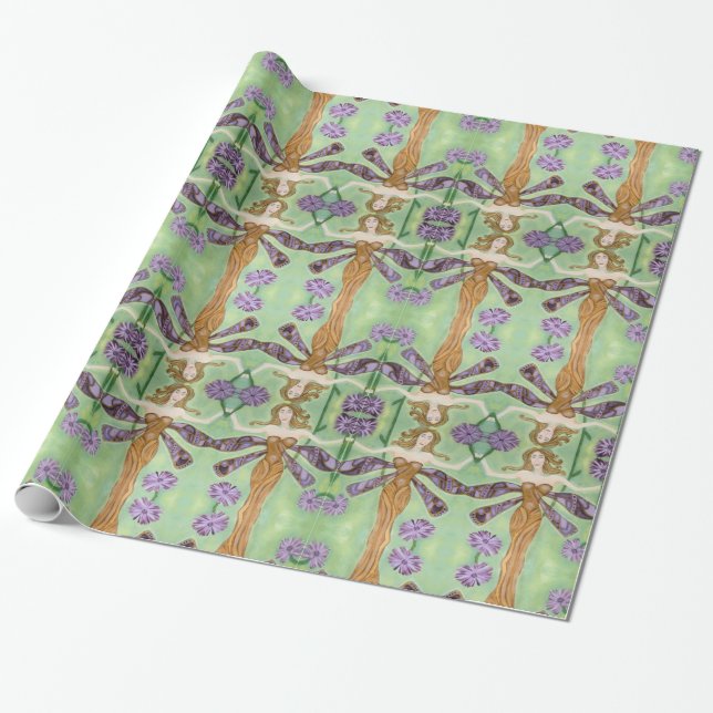 As Wise As The Dragonflies Art Wrapping Paper (Unrolled)