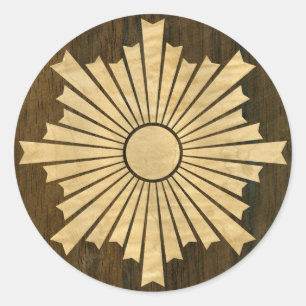 Asahiko Kamon Japanese Family Crest Wood Veneer Classic Round Sticker