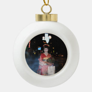 Asakusa Geisha Neo Tokyo Ceramic Ball Christmas Ornament