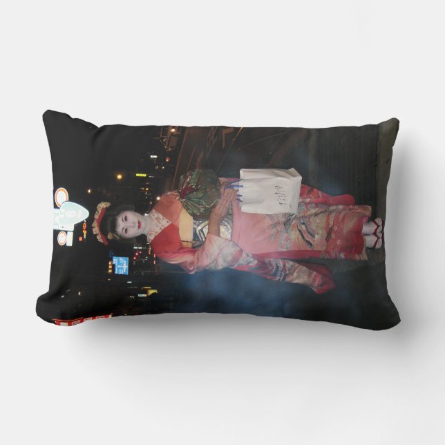 Asakusa Geisha Neo Tokyo Lumbar Cushion (Front)