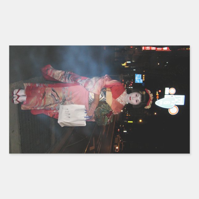 Asakusa Geisha Neo Tokyo Rectangular Sticker (Front)