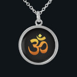 Asana Relax Fitness Zen Yoga Om Mantra Symbol Sterling Silver Necklace<br><div class="desc">Asana Relax Fitness Zen Yoga Om Mantra Symbol Gold Sun Sunrise Meditation Yellow Orange Inspirational Elegant Sunrise Sterling Silver Round Necklace.</div>