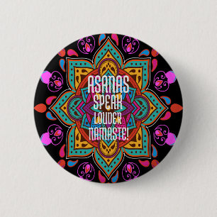 Asanas Flow Stronger With Vibrant Mandala Namaste  6 Cm Round Badge