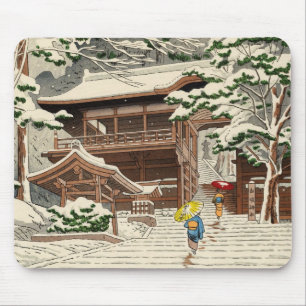 Asano Takeji Snow in Yuki Shrine shin hanga art Mouse Pad