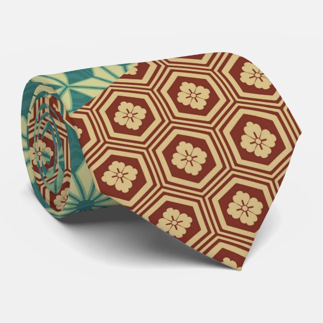 Asanoha and Kikkou Pattern Tie (Rolled)