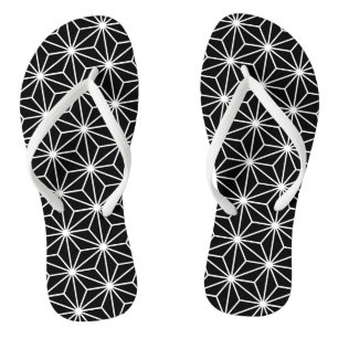 Asanoha Black and White Pattern Thongs