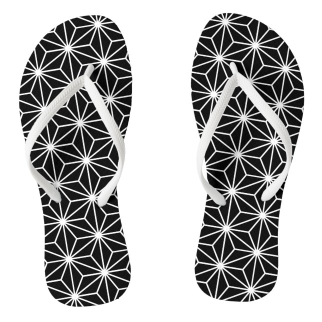 Asanoha Black and White Pattern Thongs (Footbed)