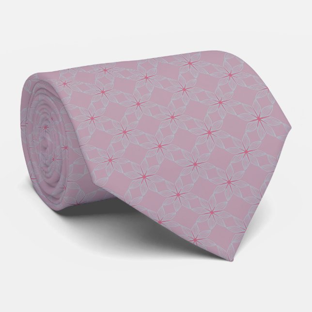 Asanoha Floral Pattern | Muted Mauve-Purple Tie (Rolled)