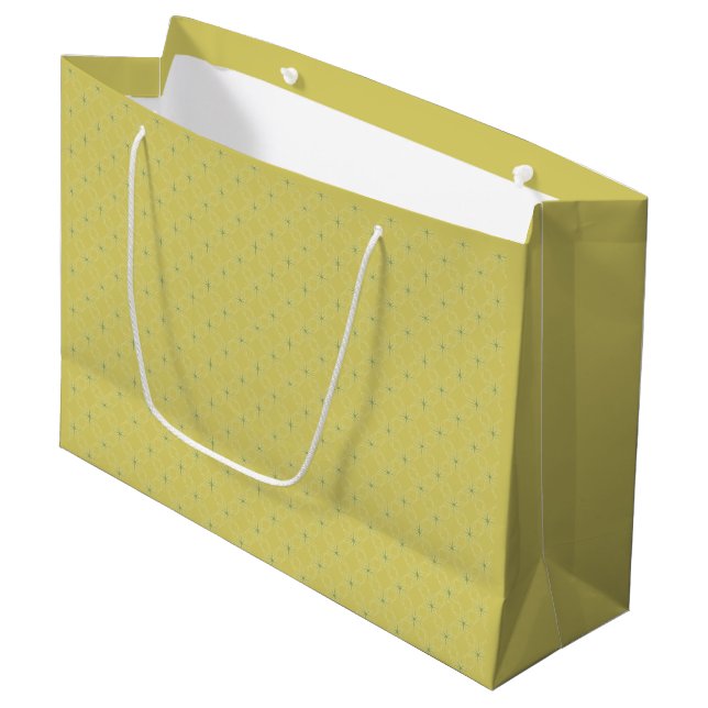 Asanoha Floral Pattern | Soft Mustard Yellow Large Gift Bag (Front Angled)
