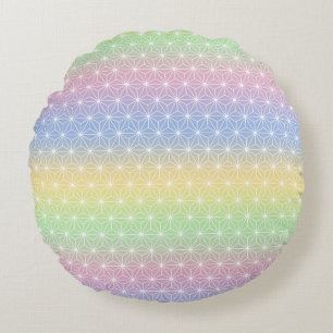 Asanoha Geometric Pattern Serene Colour Gradients Round Cushion