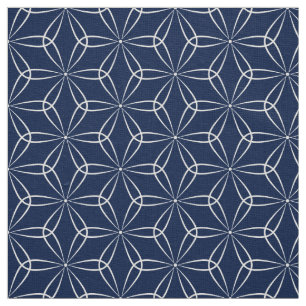 Asanoha Style 02 - White on Dk Blue 001744 Fabric