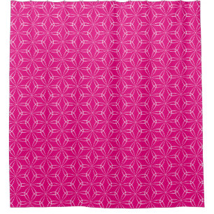 Asanoha Style V2 - White on Hot Pink e5007a Shower Curtain