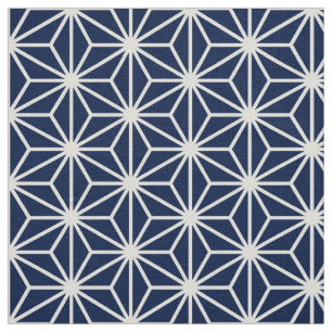 Asanoha Style - White on Dk Blue 001744 Fabric