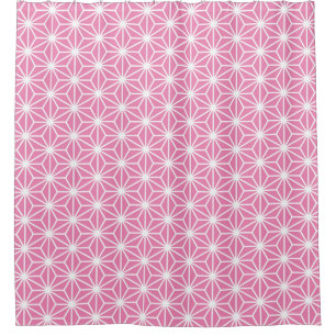 Asanoha Style - White on Pink ef84b4 Shower Curtain