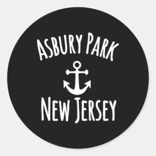Asbury Park Beach Coastal Nautical Sailing Boating Classic Round Sticker