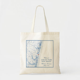 Asbury Park New Jersey Map Elegant Wedding Favour Tote Bag
