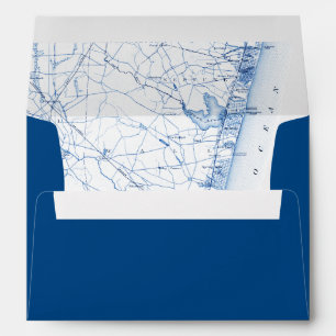 Asbury Park New Jersey Map Navy Blue Wedding Envelope