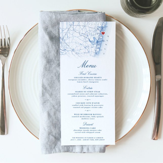 Asbury Park New Jersey Map Wedding Menu (This Asbury Park New Jersey menu is perfect for your Jersey Shore destination wedding)