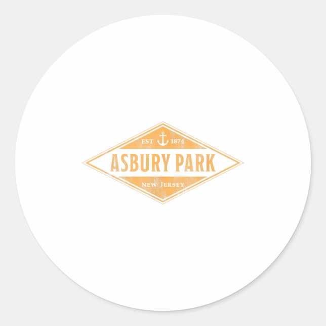 Asbury Park New Jersey Nj Souvenir Vacation Vintag Classic Round Sticker (Front)