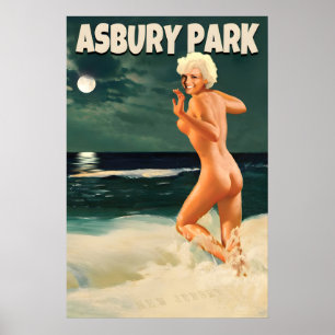 Asbury Park New Jersey Shore Marilyn Monroe Moon Poster