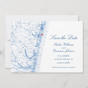 Asbury Park NJ Map Elegant Navy Blue Photo Save The Date