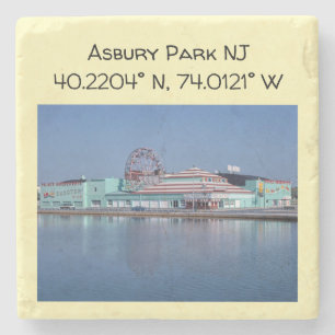 Asbury Park NJ Vintage Style Colour Party Drink Stone Coaster